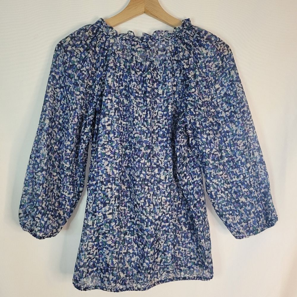 LOFT Spectral Blues patterned blouse - Picture 6 of 14